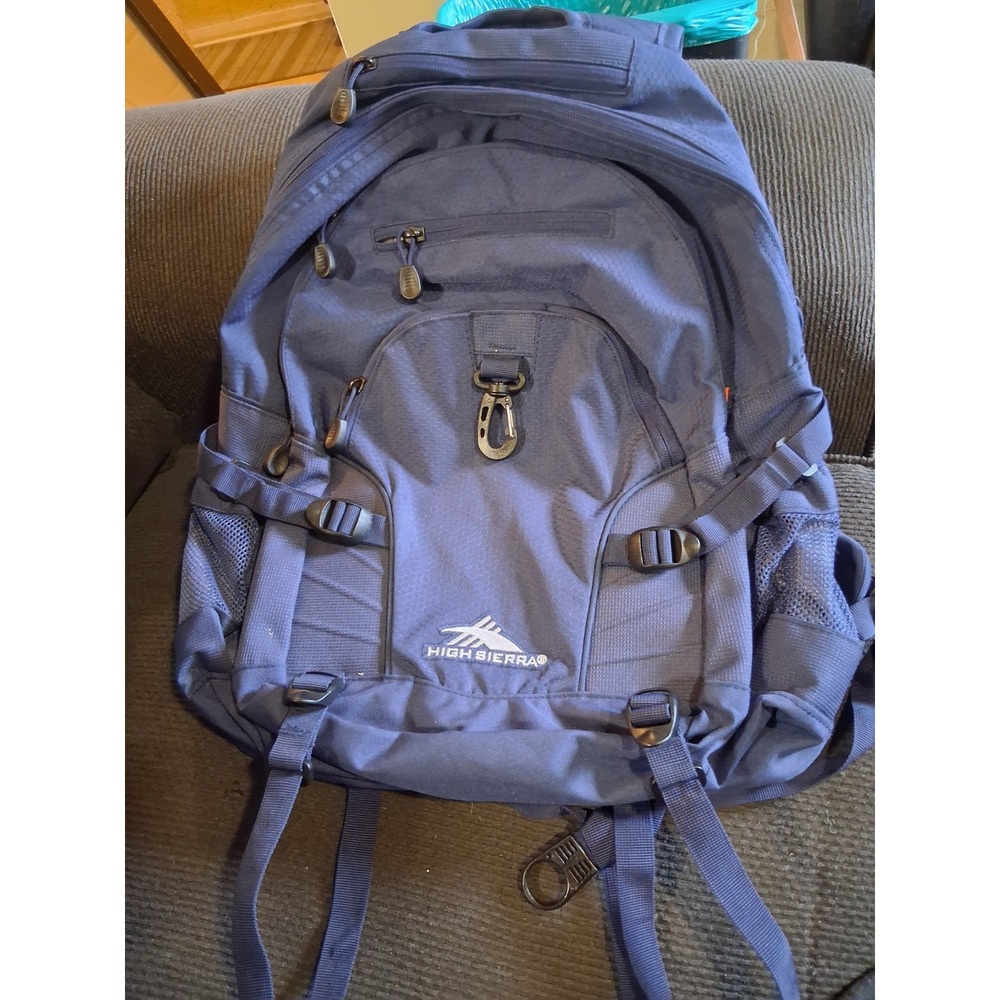 High Sierra Backpack‎ Blue  Padded Strap System Hiking Camping Travel Bag